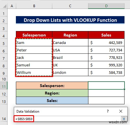 How to Use Custom VLOOKUP Formula in Excel Data Validation