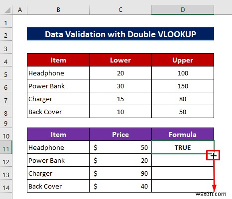 How to Use Custom VLOOKUP Formula in Excel Data Validation