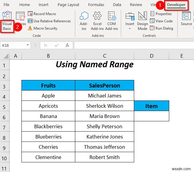 How to Use Named Range for Data Validation List with VBA in Excel