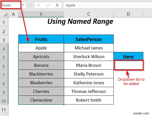 How to Use Named Range for Data Validation List with VBA in Excel