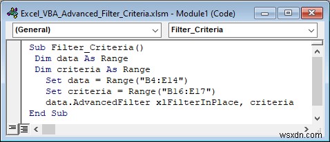 Excel VBA Examples with Advanced Filter Criteria (6 Cases)