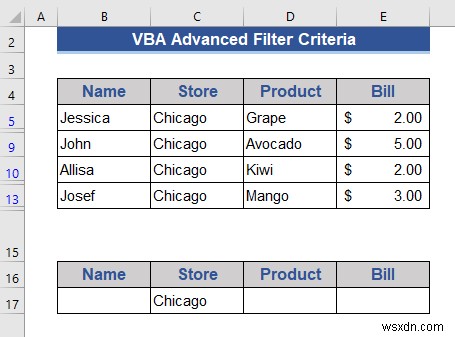 Excel VBA Examples with Advanced Filter Criteria (6 Cases)