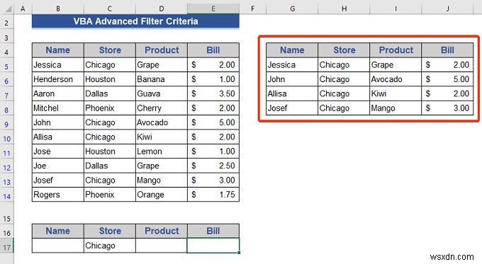 Excel VBA Examples with Advanced Filter Criteria (6 Cases)