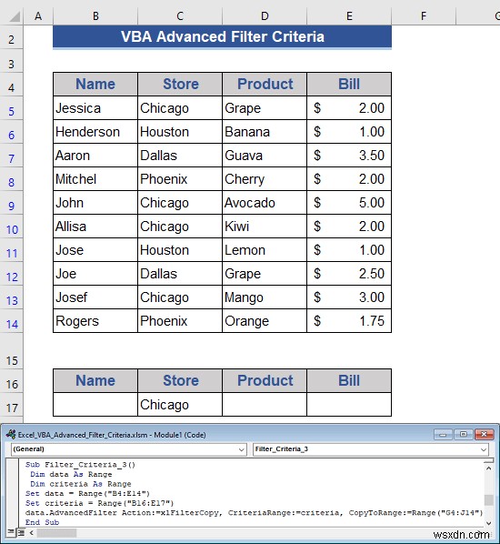 Excel VBA Examples with Advanced Filter Criteria (6 Cases)