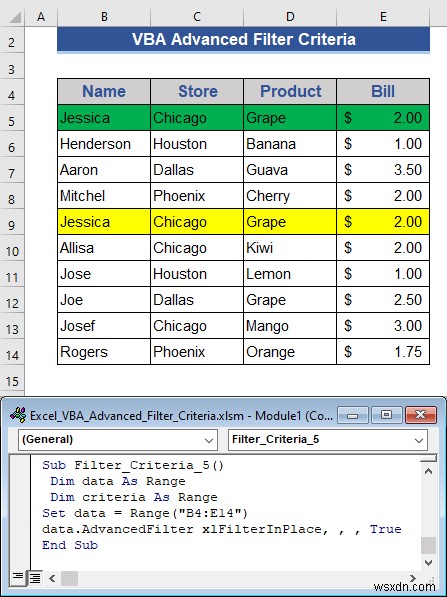Excel VBA Examples with Advanced Filter Criteria (6 Cases)
