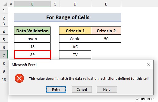 Apply Custom Data Validation for Multiple Criteria in Excel (4 Examples)