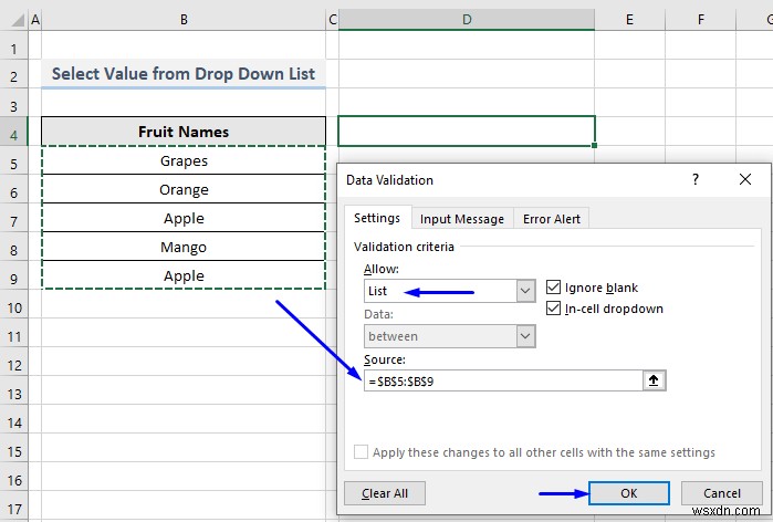 VBA to Select Value from Drop Down List in Excel (2 Methods)