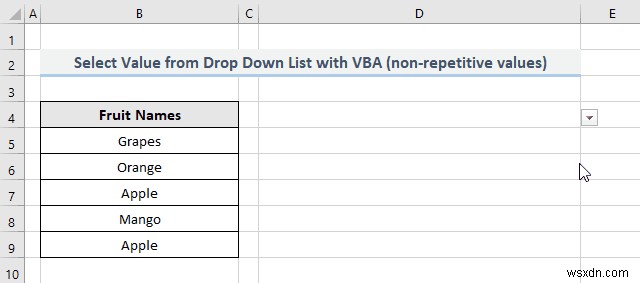 VBA to Select Value from Drop Down List in Excel (2 Methods)