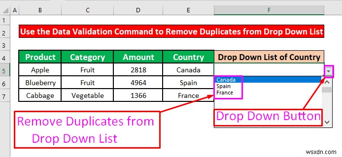 How to Remove Duplicates from Drop Down List in Excel (4 Methods)