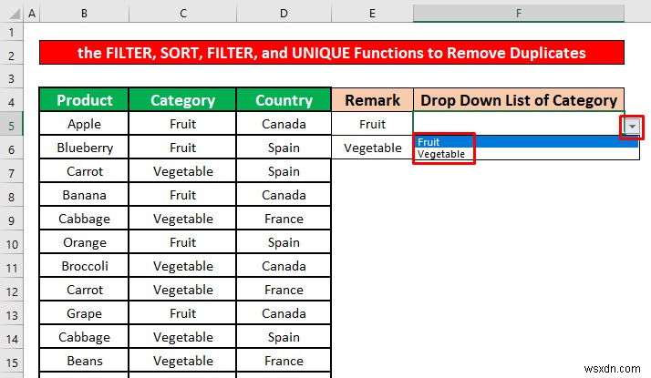 How to Remove Duplicates from Drop Down List in Excel (4 Methods)