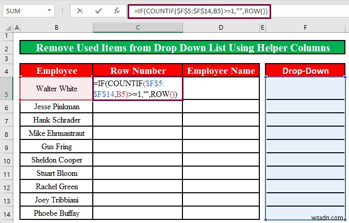 How to Remove Used Items from Drop Down List in Excel (2 Methods)