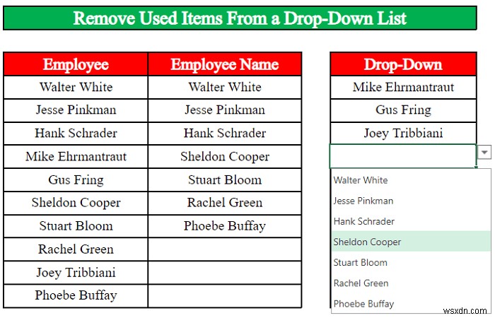 How to Remove Used Items from Drop Down List in Excel (2 Methods)