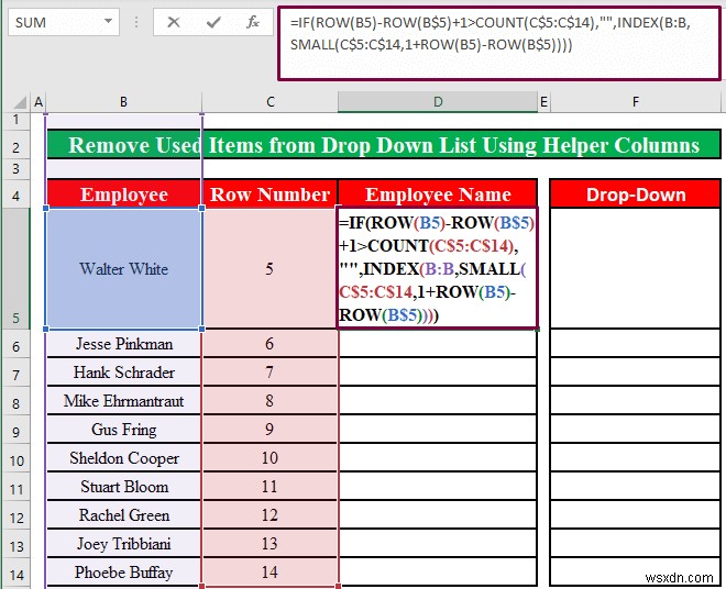 How to Remove Used Items from Drop Down List in Excel (2 Methods)