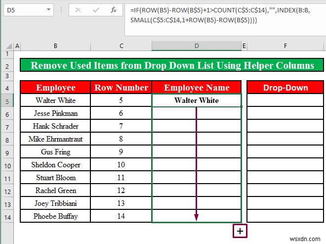 How to Remove Used Items from Drop Down List in Excel (2 Methods)