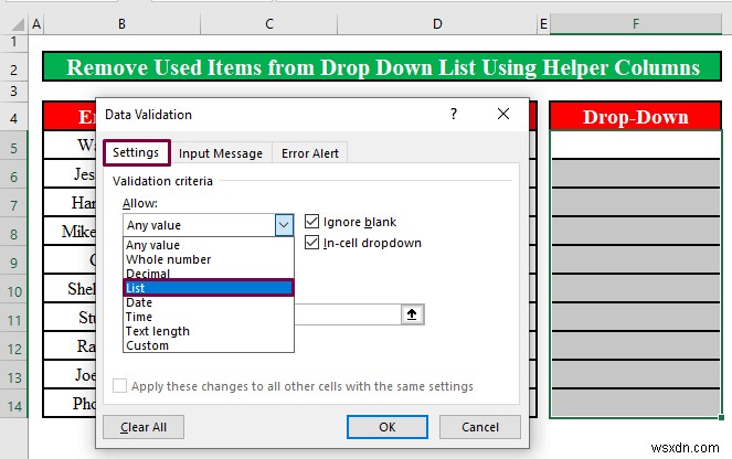 How to Remove Used Items from Drop Down List in Excel (2 Methods)