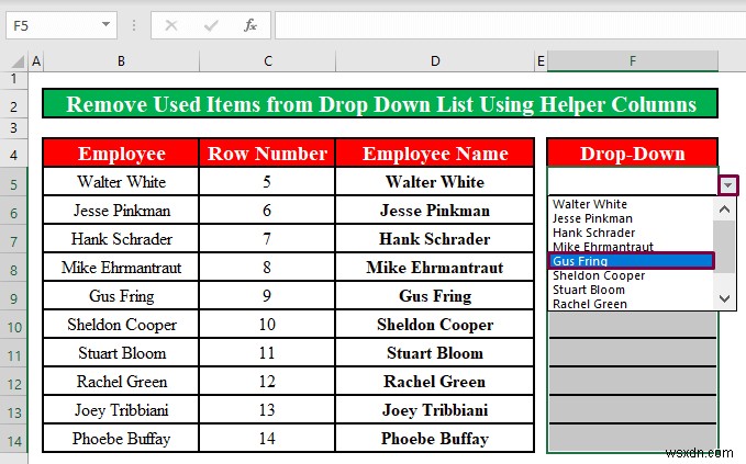 How to Remove Used Items from Drop Down List in Excel (2 Methods)