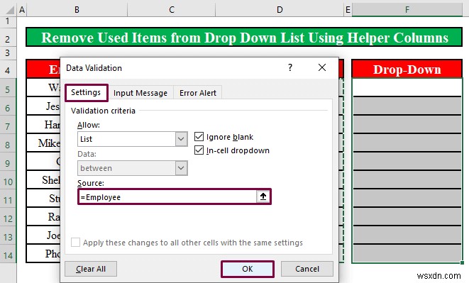 How to Remove Used Items from Drop Down List in Excel (2 Methods)