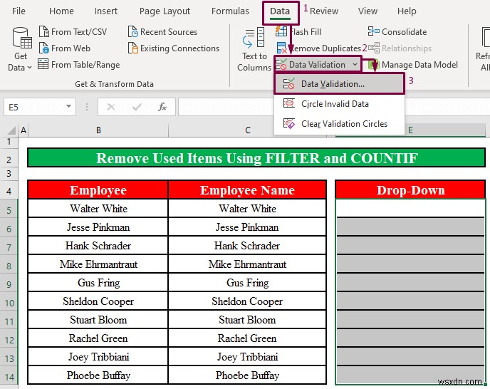 How to Remove Used Items from Drop Down List in Excel (2 Methods)