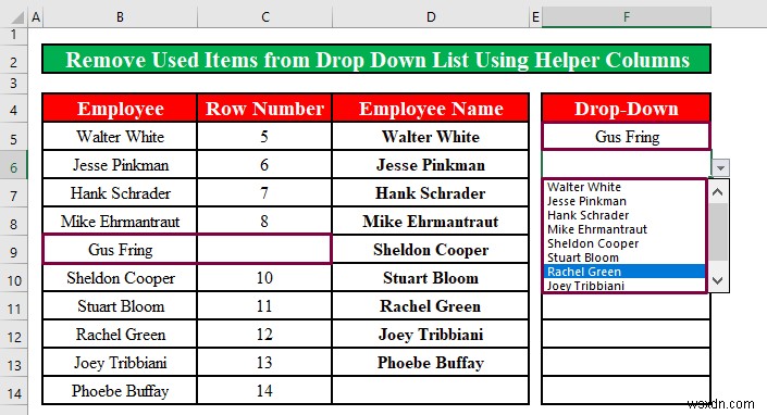 How to Remove Used Items from Drop Down List in Excel (2 Methods)