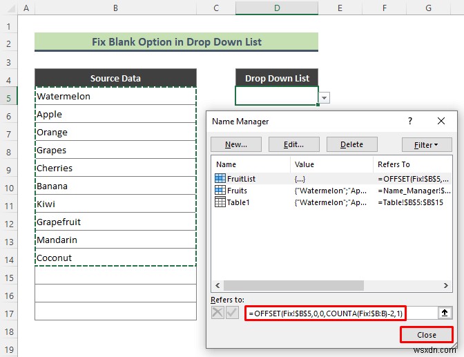 How to Add Blank Option to Drop Down List in Excel (2 Methods)