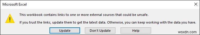 [Fix]: Excel Automatic Update of Links Has Been Disabled