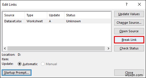 [Fix]: Excel Automatic Update of Links Has Been Disabled