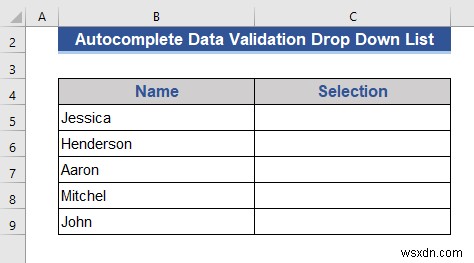 Autocomplete Data Validation Drop Down List in Excel (2 Methods)