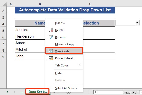 Autocomplete Data Validation Drop Down List in Excel (2 Methods)