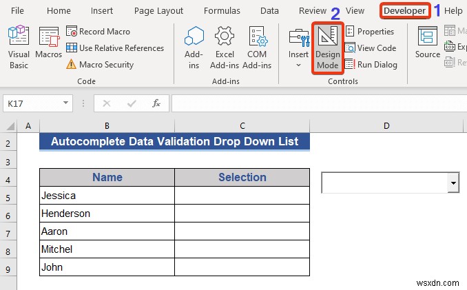 Autocomplete Data Validation Drop Down List in Excel (2 Methods)
