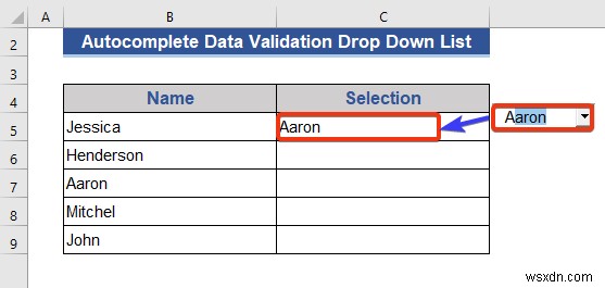 Autocomplete Data Validation Drop Down List in Excel (2 Methods)