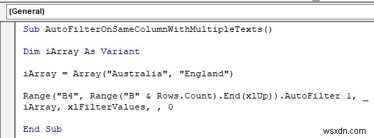 VBA to AutoFilter with Multiple Criteria on Same Field in Excel (4 Methods)