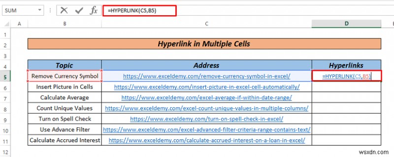 How to Hyperlink Multiple Cells in Excel (3 Ways)