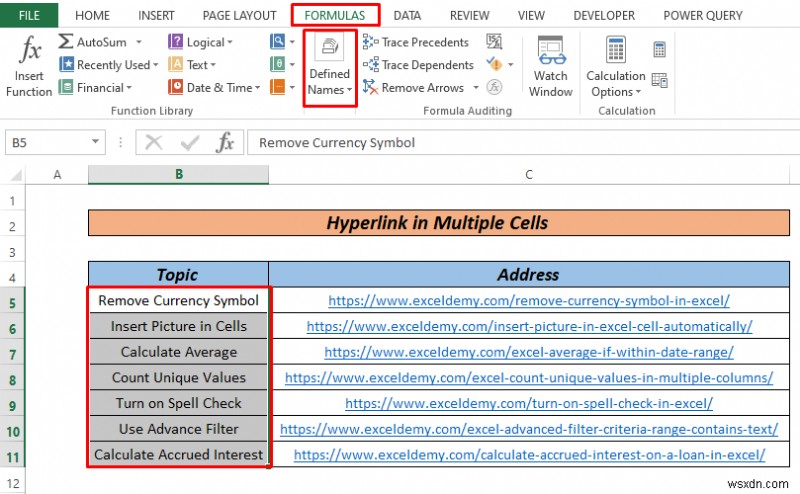 How to Hyperlink Multiple Cells in Excel (3 Ways)