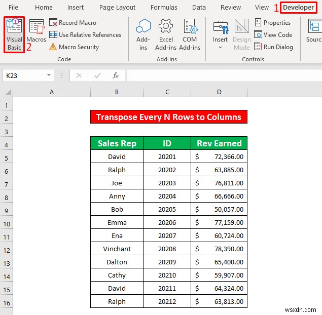How to Transpose Every n Rows to Columns in Excel (2 Easy Methods)