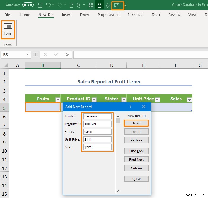 How to Create a Database with Form in Excel