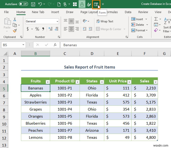 How to Create a Database with Form in Excel