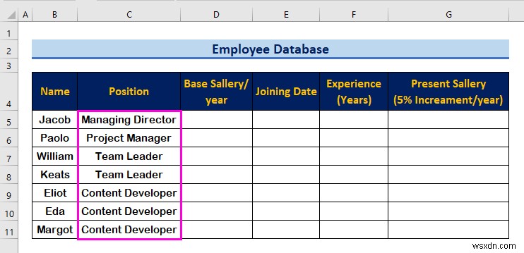 How to Create an Employee Database in Excel (with Easy Steps)