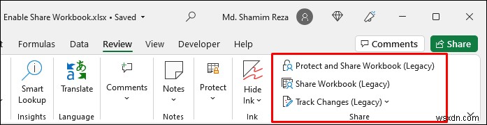 How to Enable Share Workbook in Excel
