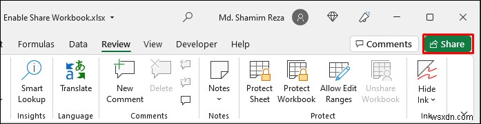 How to Enable Share Workbook in Excel
