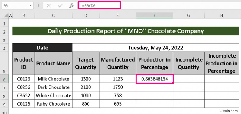How to Make Production Report in Excel (2 Common Variants)