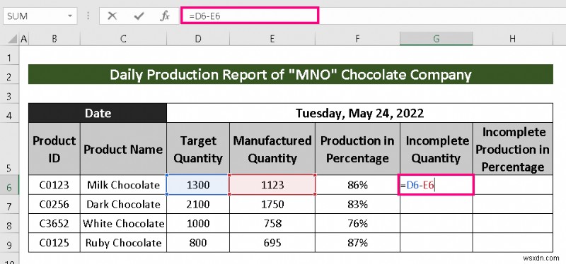 How to Make Production Report in Excel (2 Common Variants)