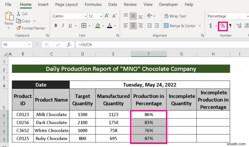How to Make Production Report in Excel (2 Common Variants)