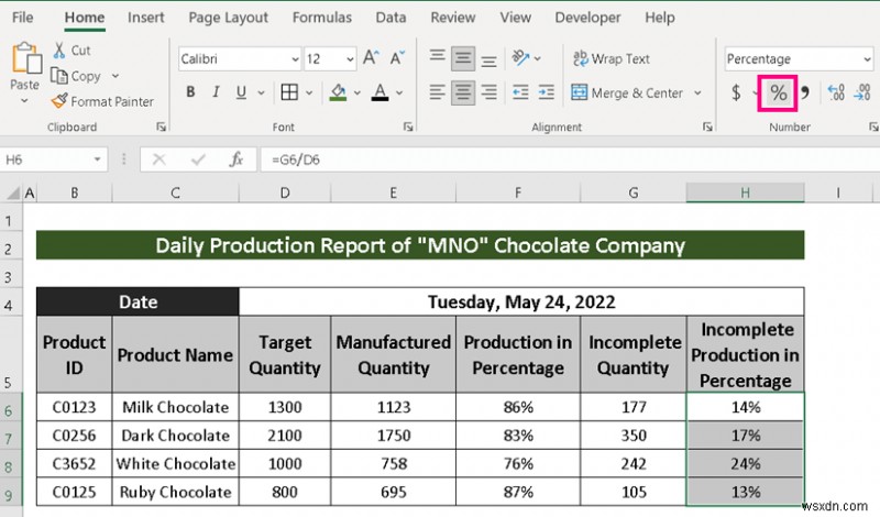 How to Make Production Report in Excel (2 Common Variants)