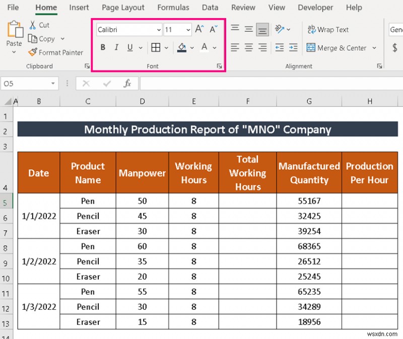 How to Make Production Report in Excel (2 Common Variants)