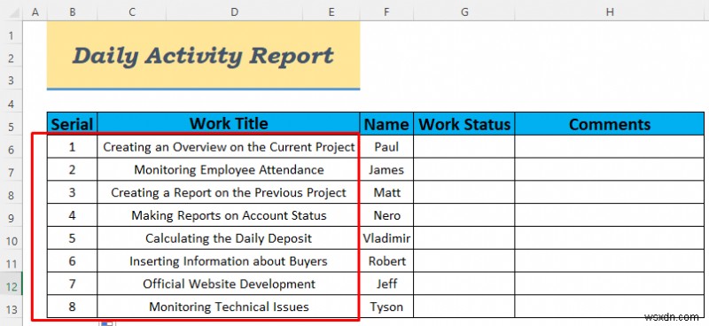 How to Make Daily Activity Report in Excel (5 Easy Examples)