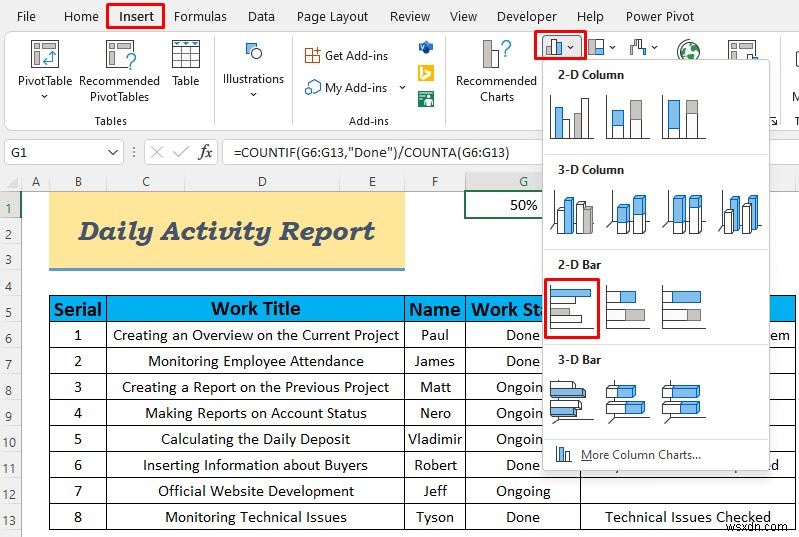 How to Make Daily Activity Report in Excel (5 Easy Examples)