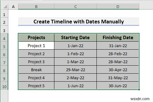 How to Create a Timeline with Dates in Excel (4 Easy Ways)