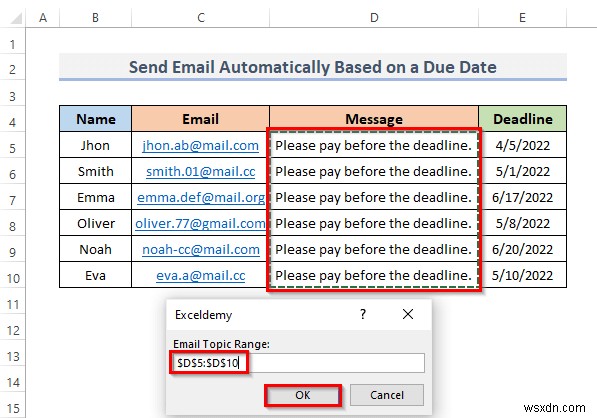 How to Send Email Automatically When Condition Met in Excel