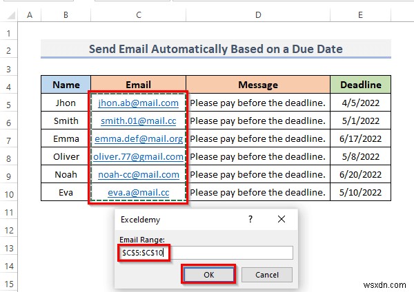 How to Send Email Automatically When Condition Met in Excel