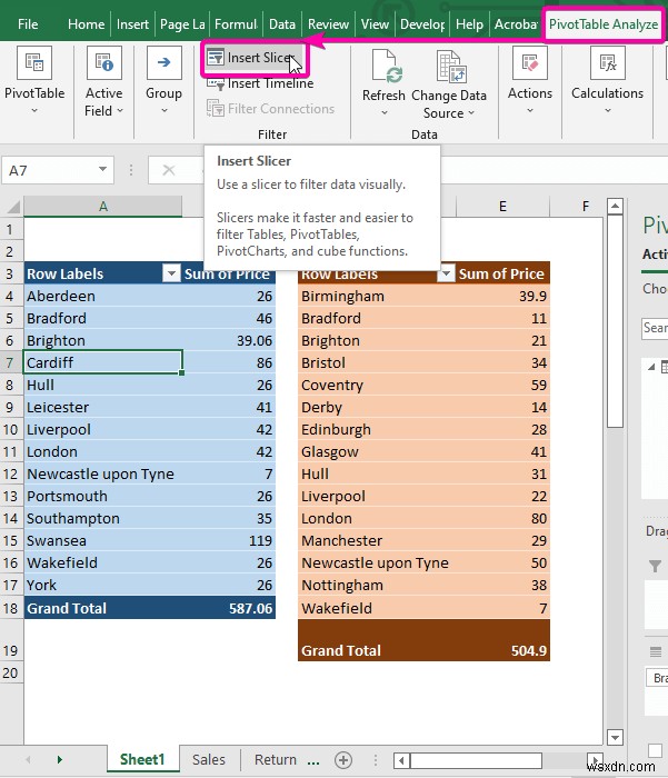 Connect Slicer to Multiple Pivot Tables from Different Data Source